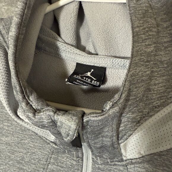 Air Jordan Nike Hoodie Men 2XL Gray Full Zip Fleece Flight Therma Fit 688525 - Picture 3 of 11